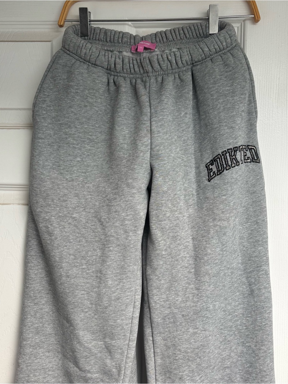 Edikted Camo Crush Sweatpants Wide Leg Gray XS